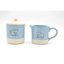 Ceramic Sugar And Creamer, Blue Animal Ceramic Set, Whimsical Sugar and Creamer